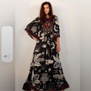 NWT Anthro / Farm Rio Black and White “Cerrado Sky” Maxi Dress size small